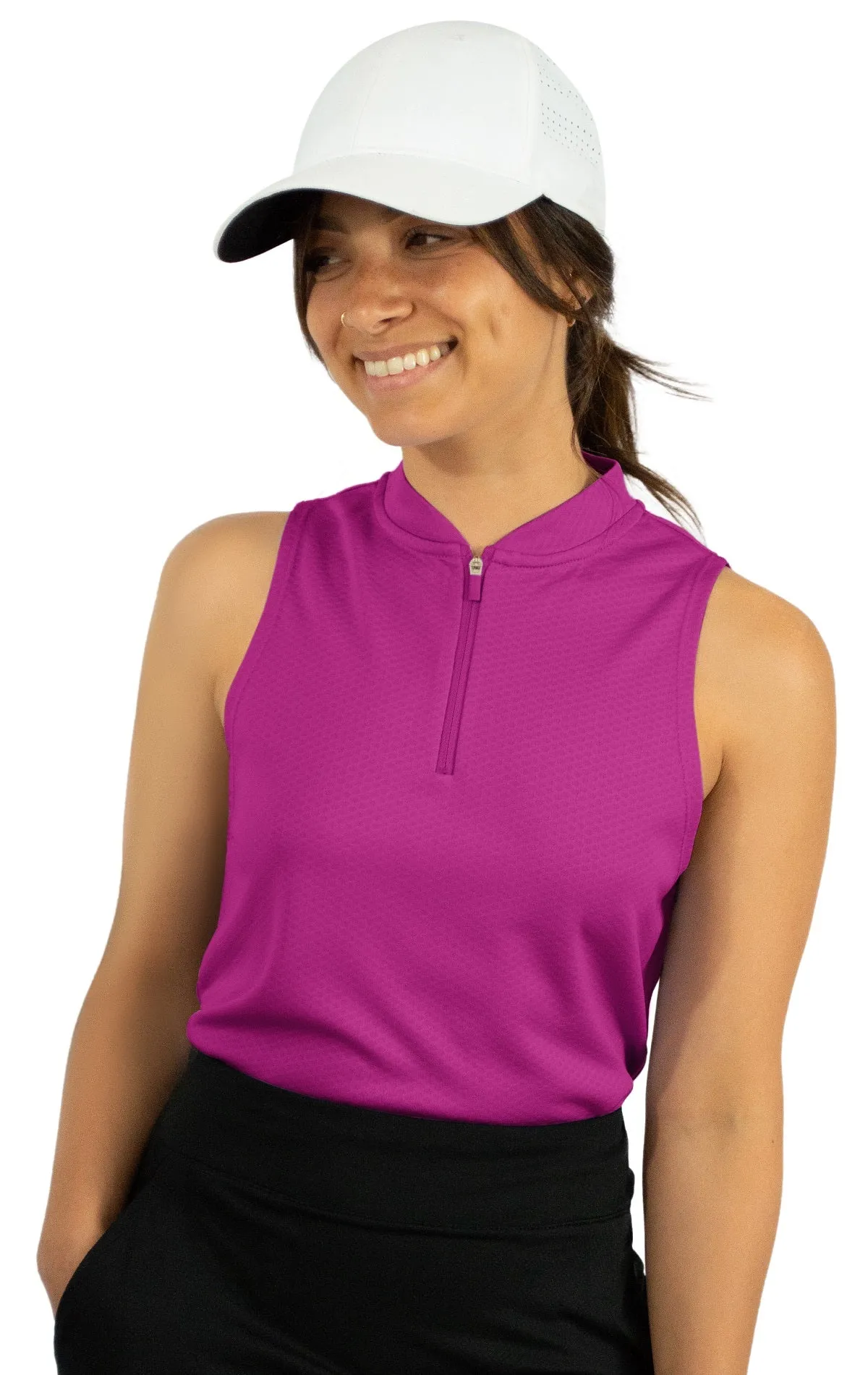 Extreme Deal - Women's Sleeveless Collarless Golf Polo with Zipper Additional Colors