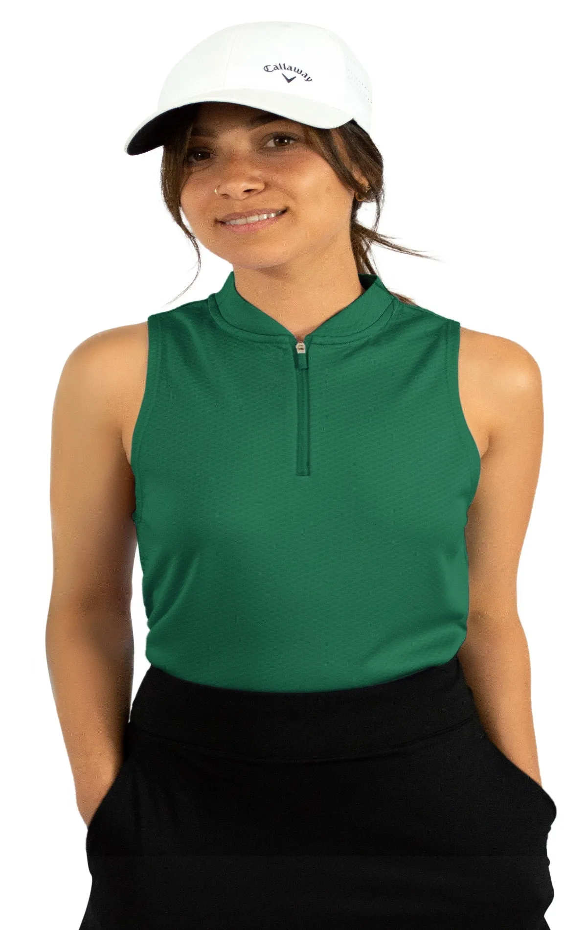 Extreme Deal - Women's Sleeveless Collarless Golf Polo with Zipper Additional Colors