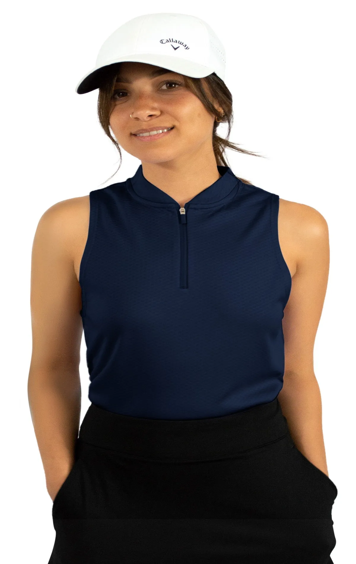 Extreme Deal - Women's Sleeveless Collarless Golf Polo with Zipper Additional Colors