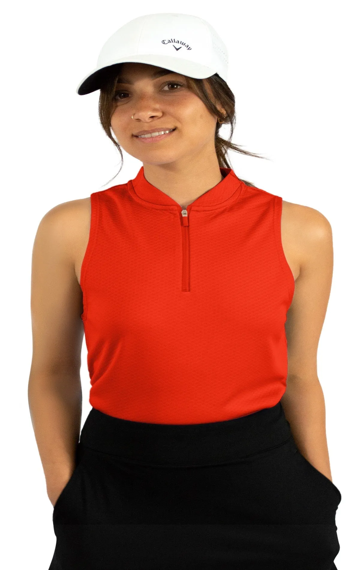 Extreme Deal - Women's Sleeveless Collarless Golf Polo with Zipper Additional Colors