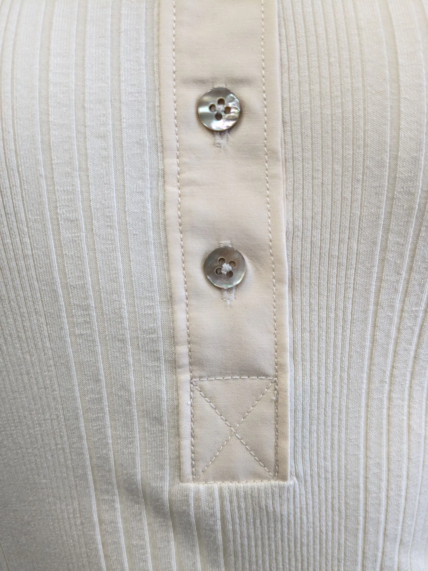 Faherty Women's Ivory Biarritz Rib Henley NWT