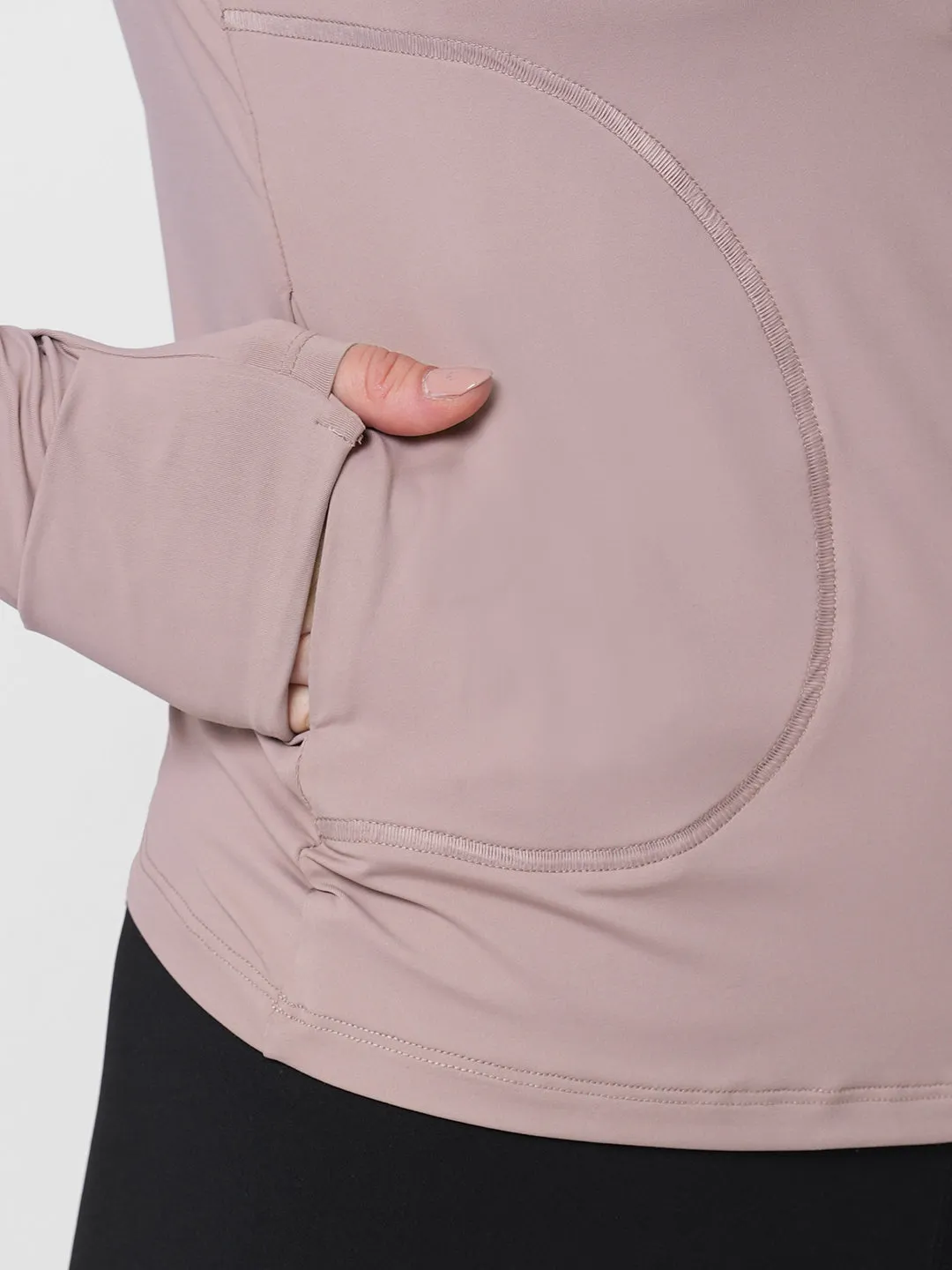Fitkin women front zipper long sleeve tshirt with front pockets