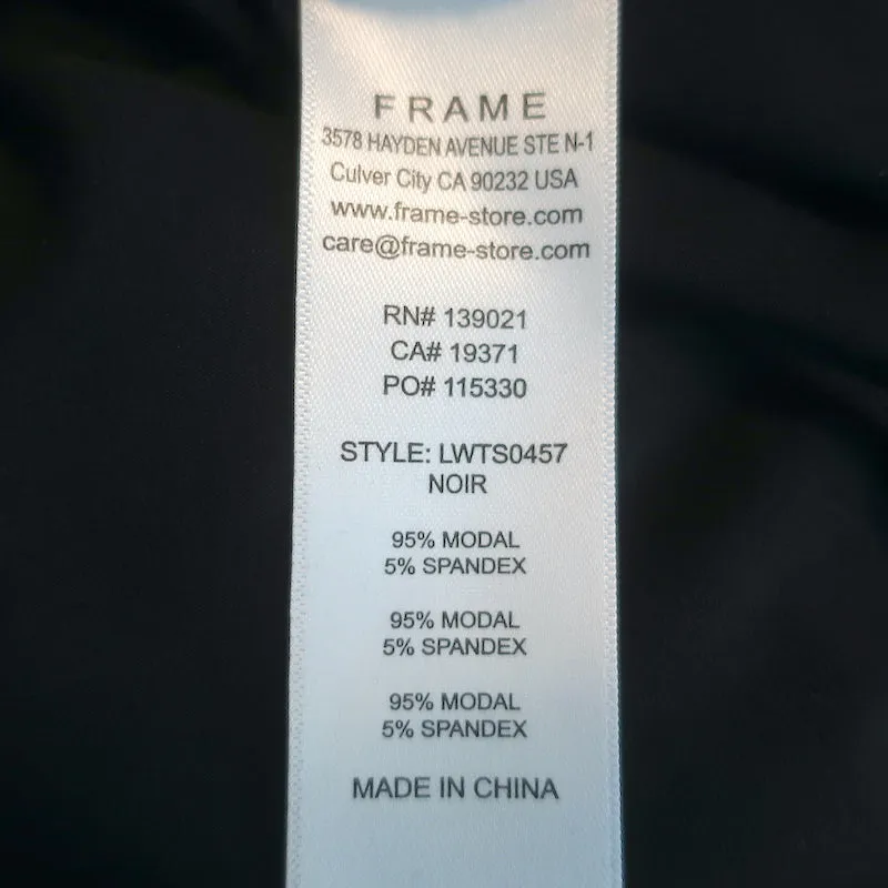 FRAME Balloon Sleeve T-Shirt Black Stretch Jersey Size Extra Small
