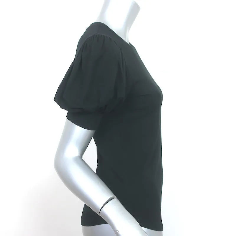 FRAME Balloon Sleeve T-Shirt Black Stretch Jersey Size Extra Small