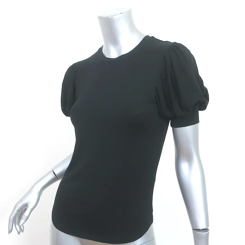 FRAME Balloon Sleeve T-Shirt Black Stretch Jersey Size Extra Small