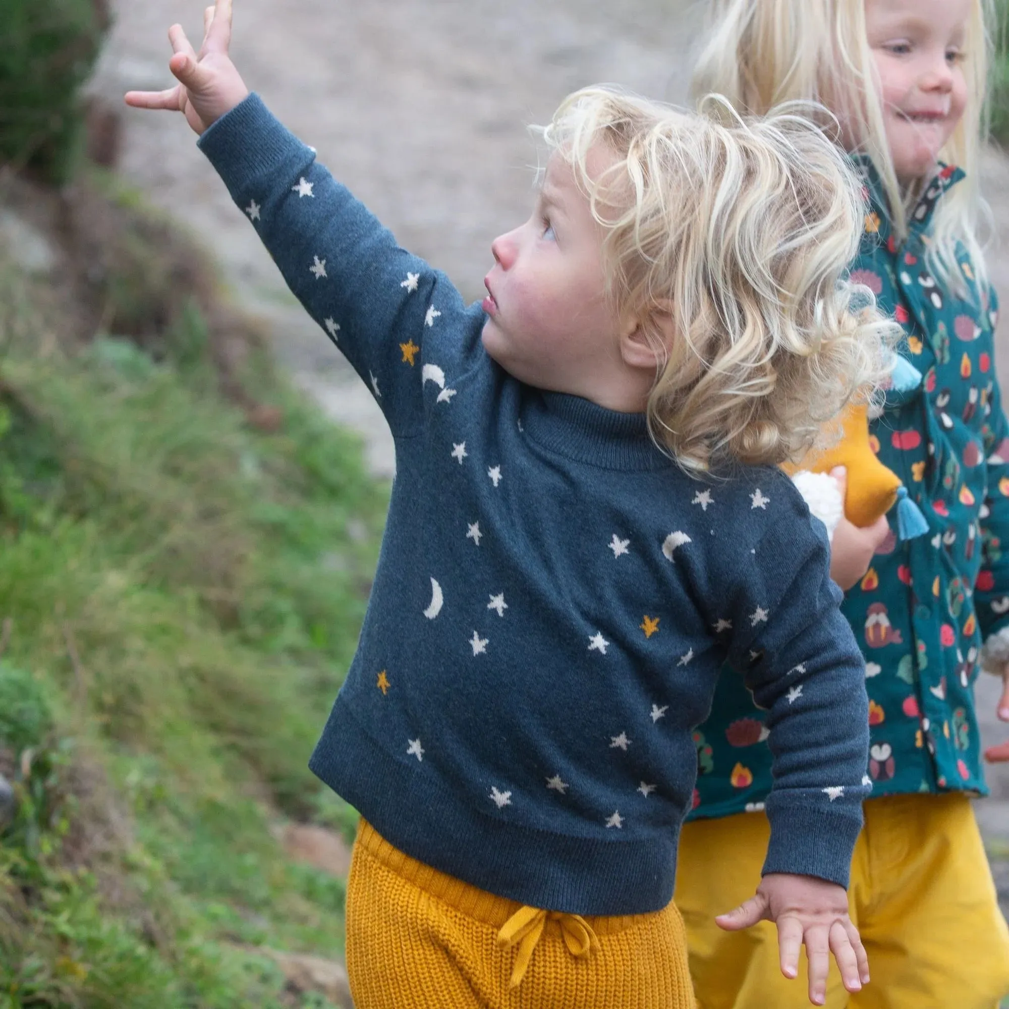 From One To Another Navy Golden Stars Knitted Sweater - 1 Left Size 3-4 years