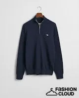 Gant Mens Cotton Half zip Evening Blue