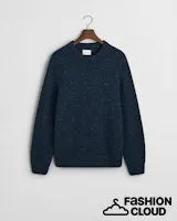 Gant Mens Neps wool crewneck Bright Red and Evening Blue