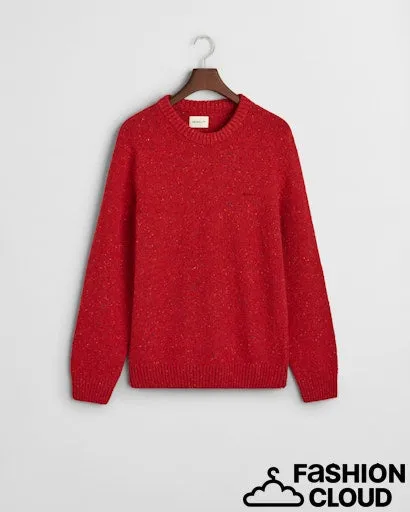 Gant Mens Neps wool crewneck Bright Red and Evening Blue