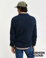 Gant Mens Neps wool crewneck Bright Red and Evening Blue
