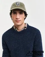 Gant Mens Neps wool crewneck Bright Red and Evening Blue