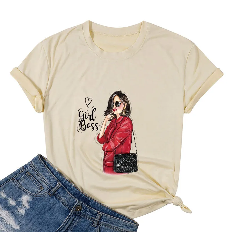 Girl Boss in Red Cotton Tee