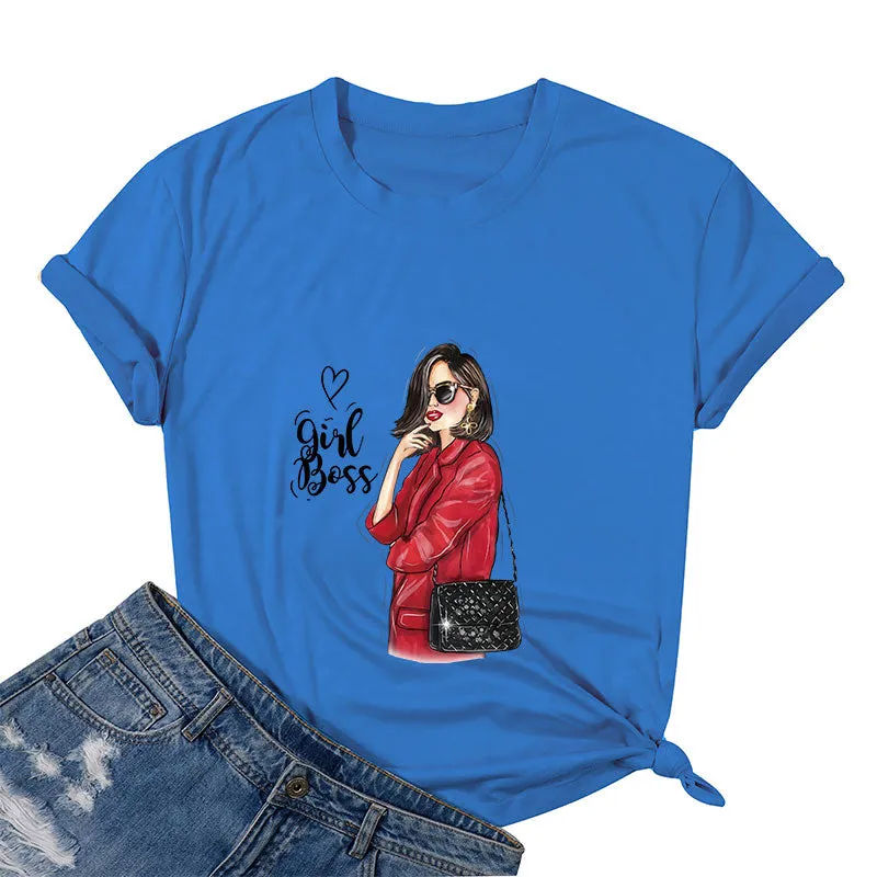 Girl Boss in Red Cotton Tee