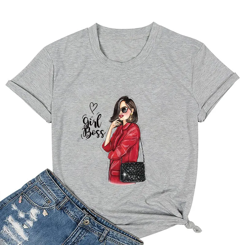Girl Boss in Red Cotton Tee