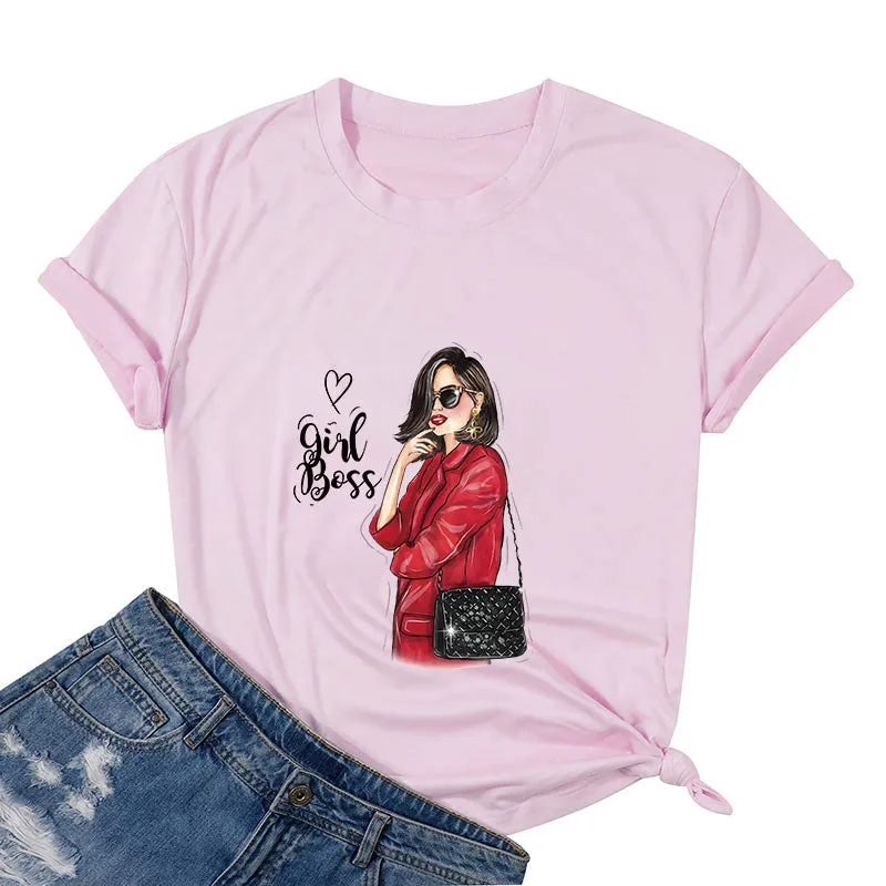 Girl Boss in Red Cotton Tee