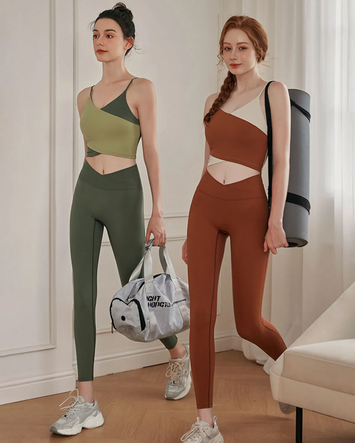 Green Contrast Camis - Medium Support