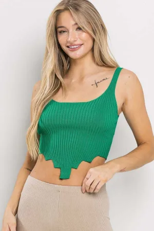 Green Sleeveless Pointed Yoko Crop Top 3/19/24 8242