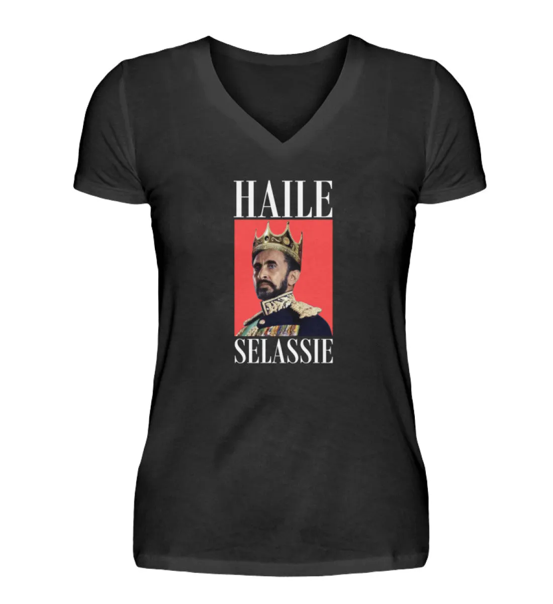 Haile Selassie Women's V-Neck Shirt