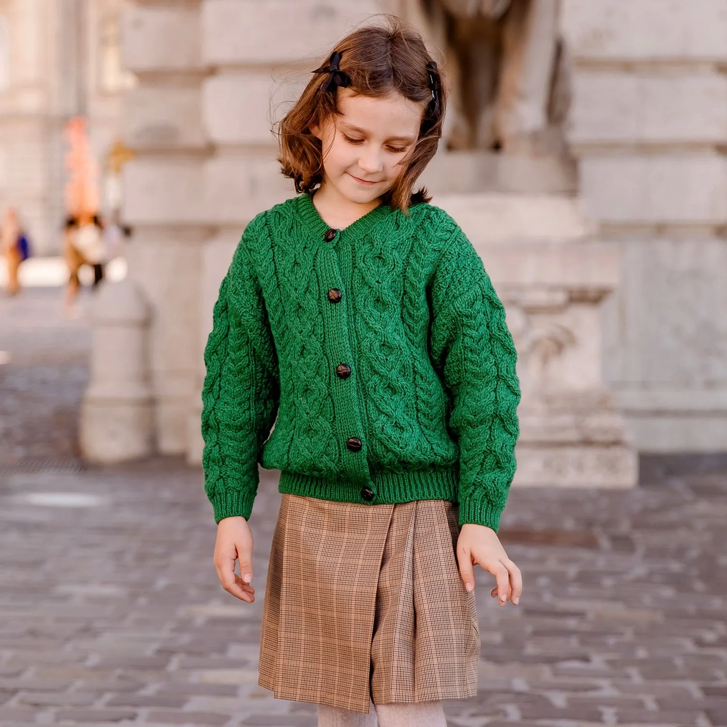 Hampstead Merino Children's Cardigan - Intelligence Green