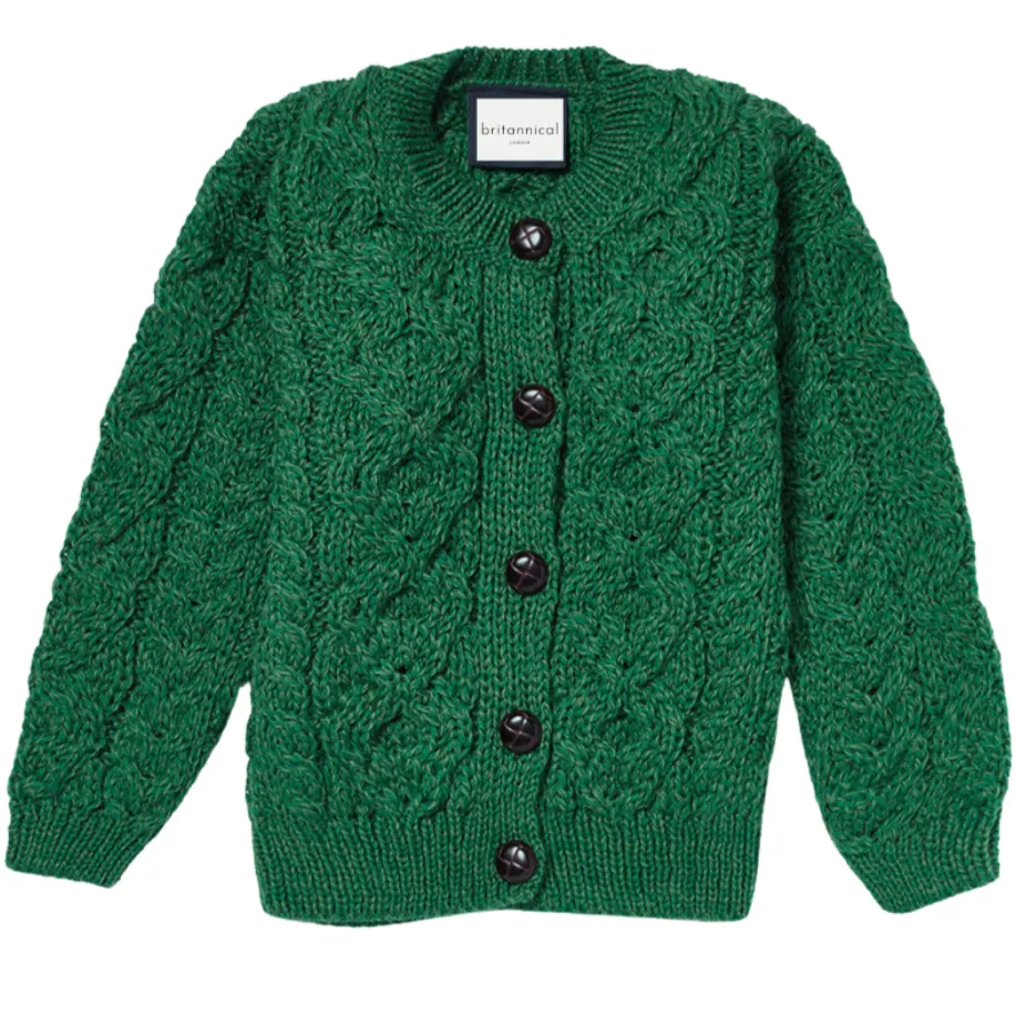 Hampstead Merino Children's Cardigan - Intelligence Green