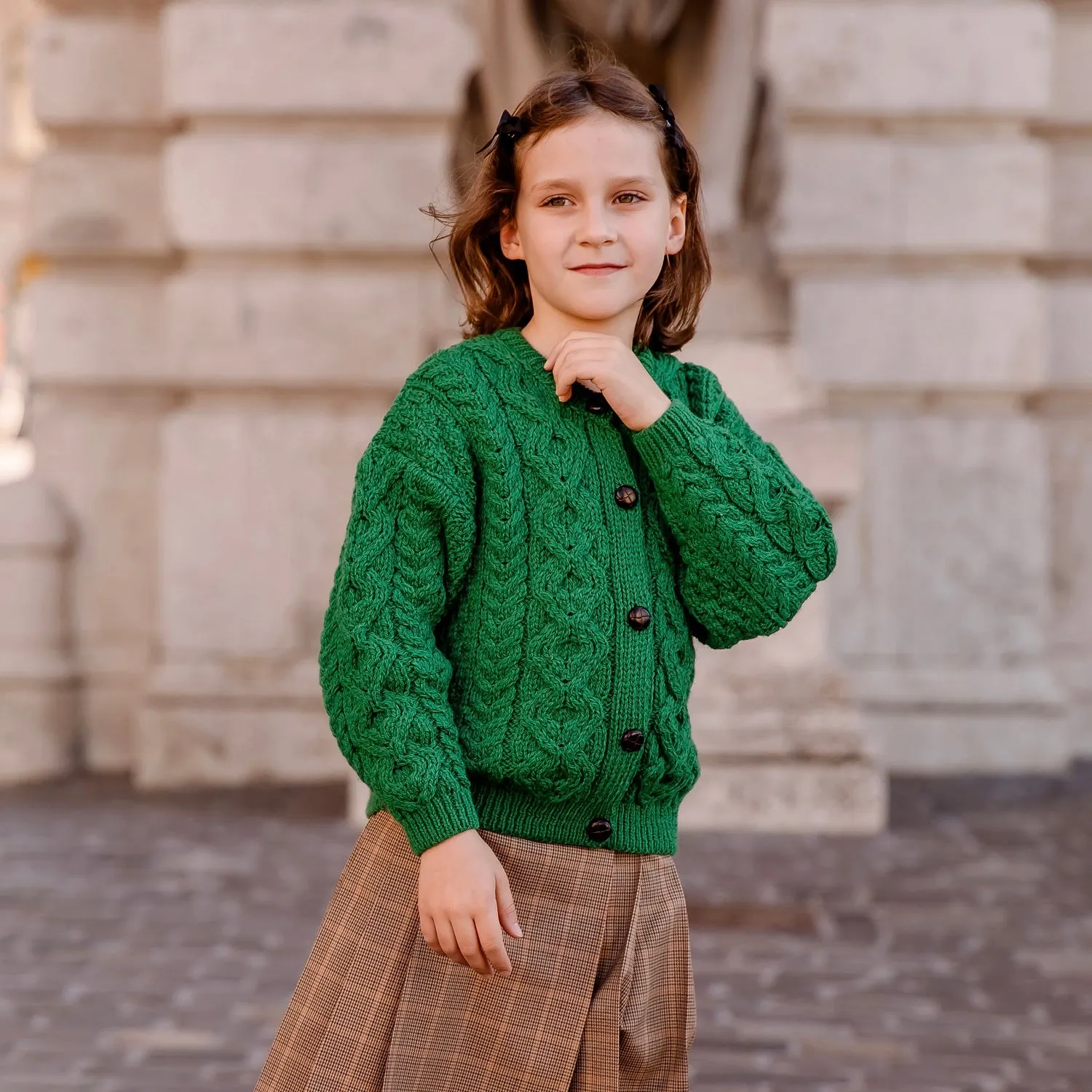 Hampstead Merino Children's Cardigan - Intelligence Green
