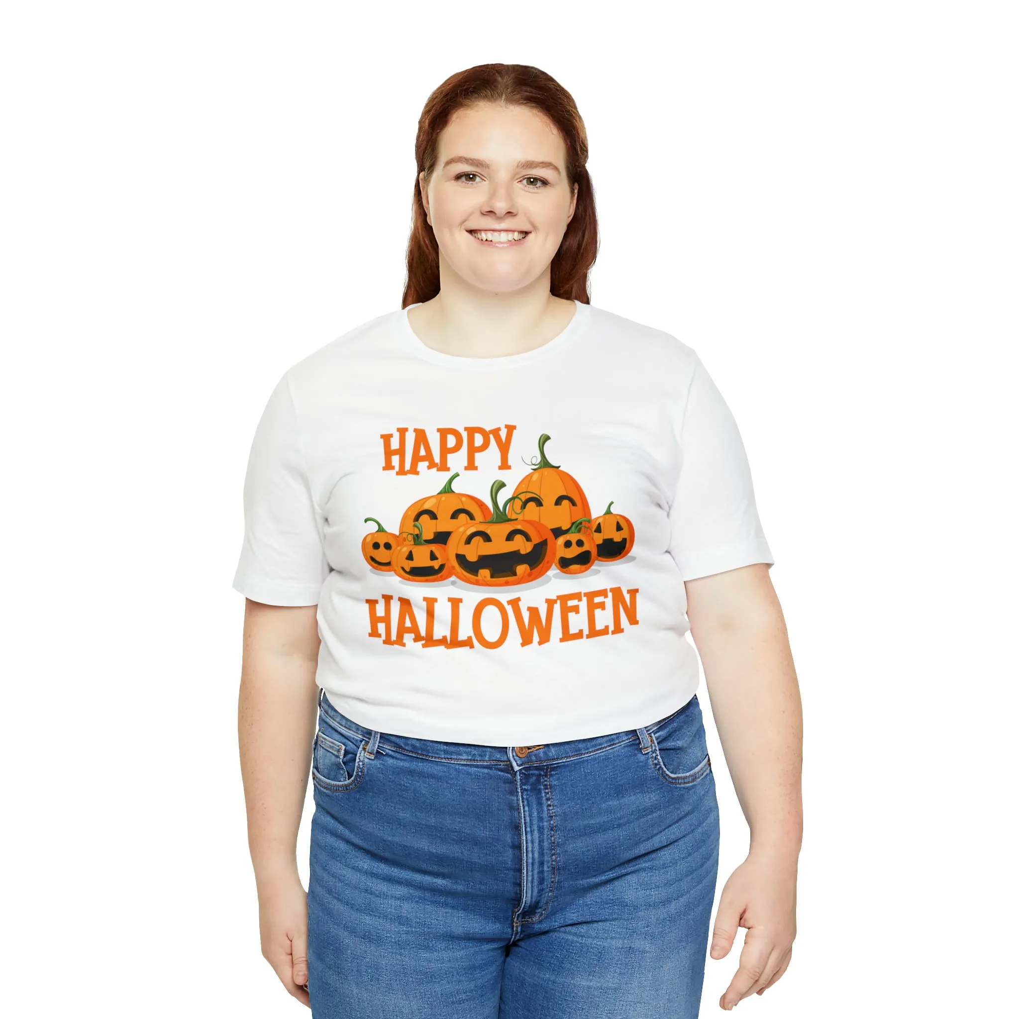 Happy Halloween Pumpkin T-Shirt | Jack-O-Lantern Tee |  Bella Canvas 3001Unisex | Funny Short Sleeve Tshirt