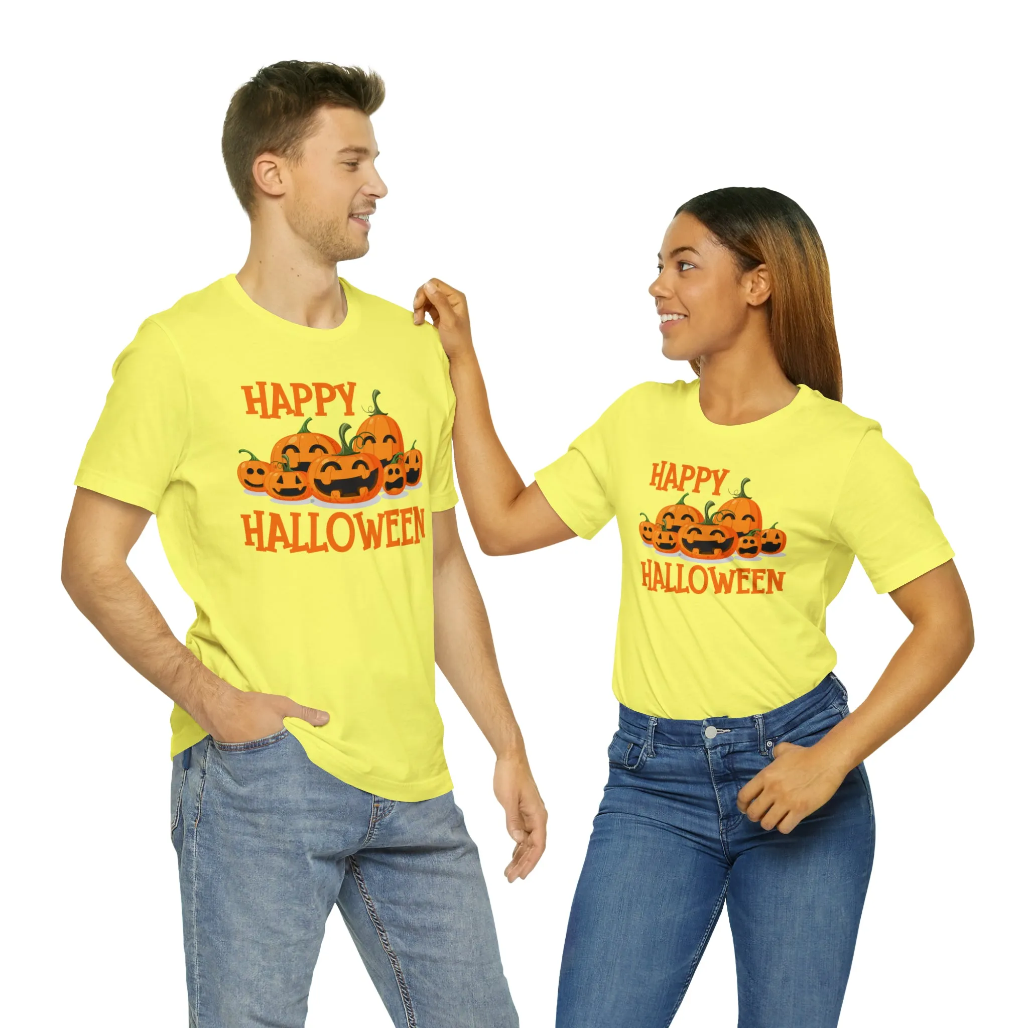 Happy Halloween Pumpkin T-Shirt | Jack-O-Lantern Tee |  Bella Canvas 3001Unisex | Funny Short Sleeve Tshirt