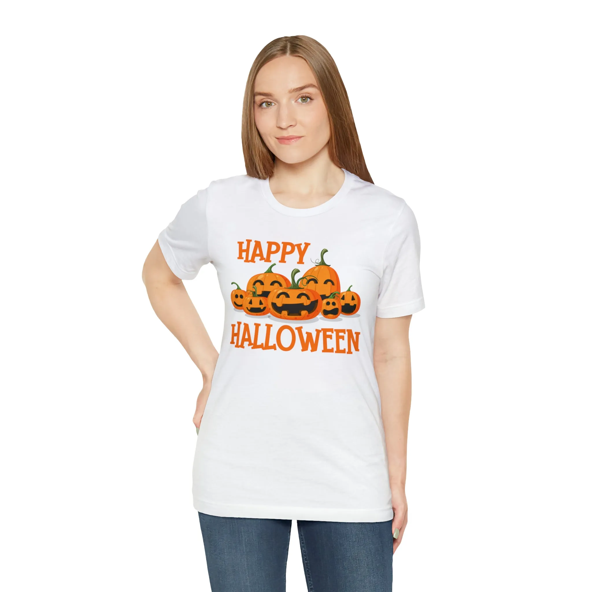 Happy Halloween Pumpkin T-Shirt | Jack-O-Lantern Tee |  Bella Canvas 3001Unisex | Funny Short Sleeve Tshirt