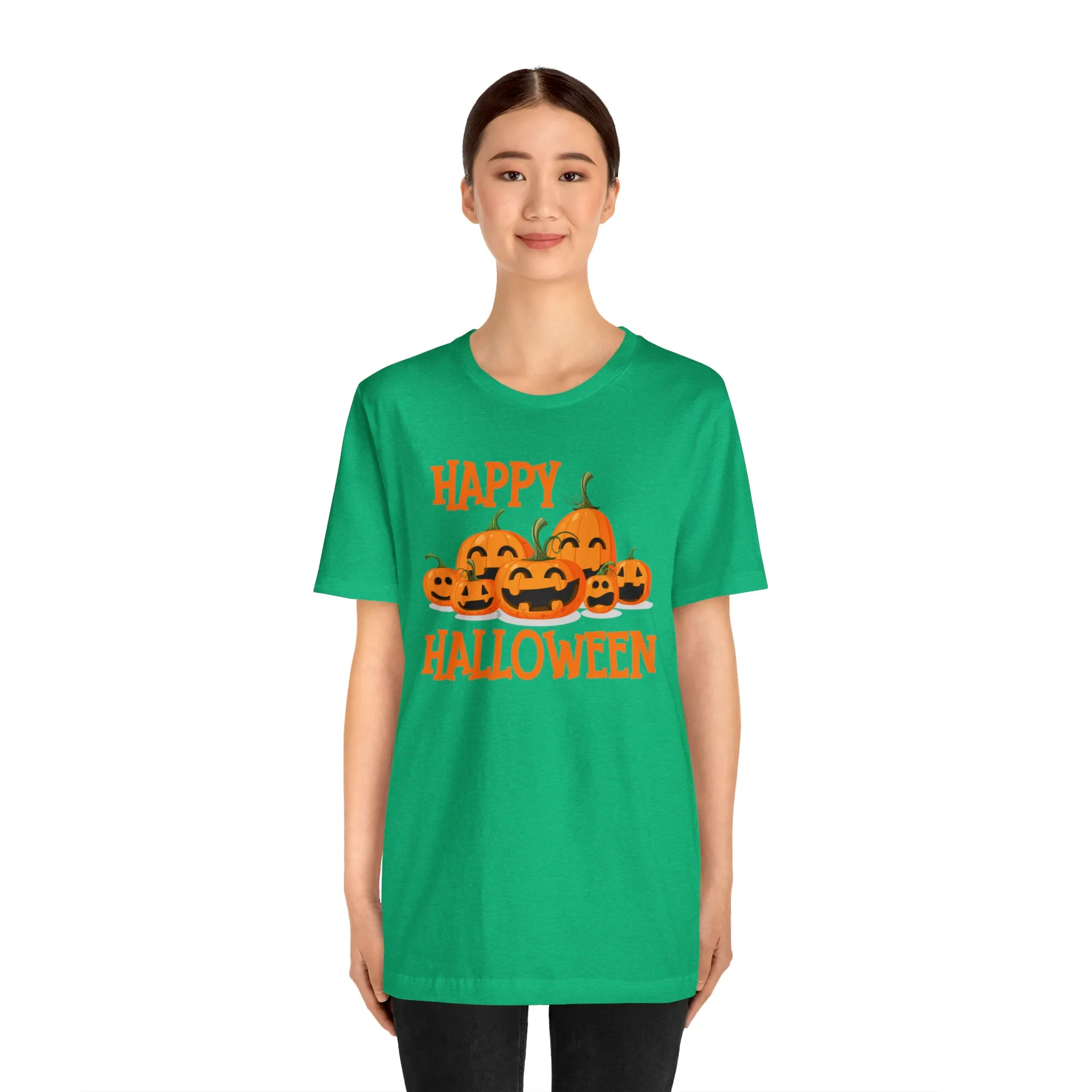 Happy Halloween Pumpkin T-Shirt | Jack-O-Lantern Tee |  Bella Canvas 3001Unisex | Funny Short Sleeve Tshirt