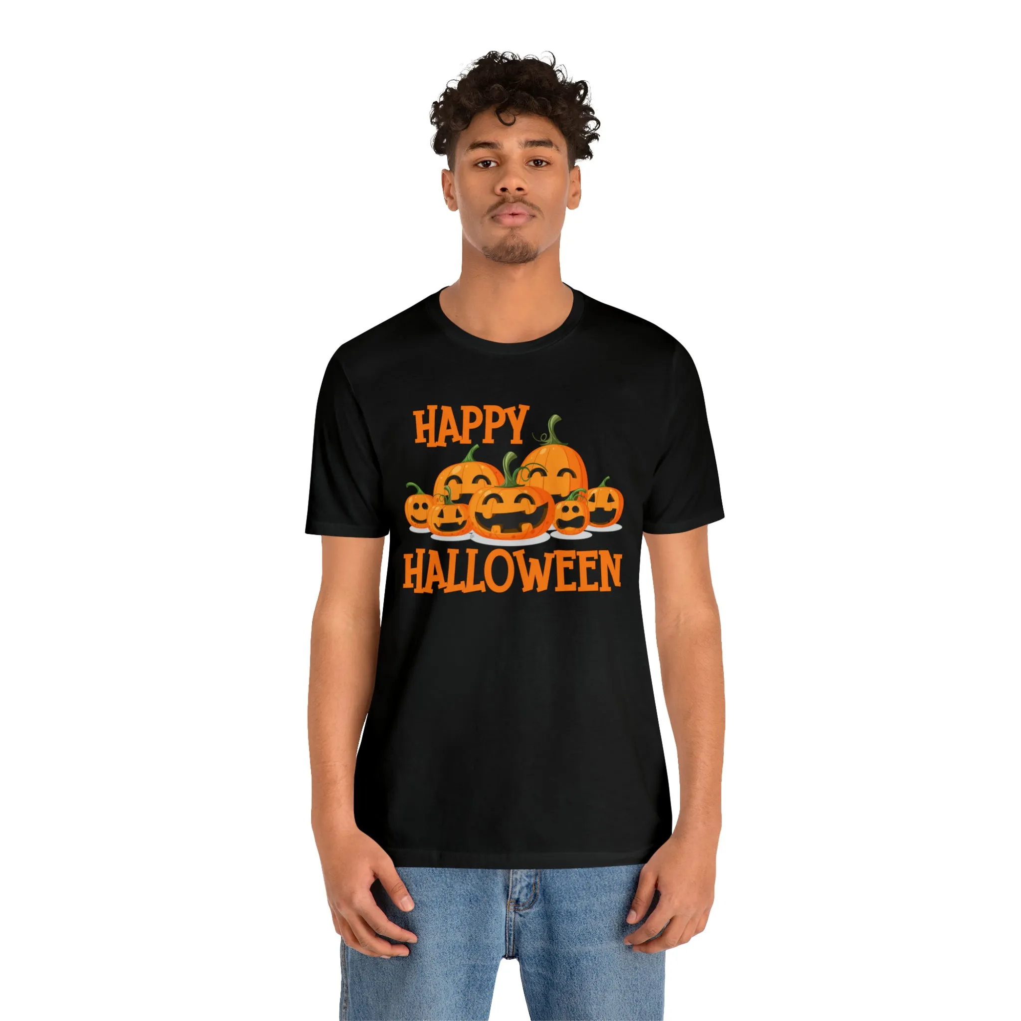 Happy Halloween Pumpkin T-Shirt | Jack-O-Lantern Tee |  Bella Canvas 3001Unisex | Funny Short Sleeve Tshirt