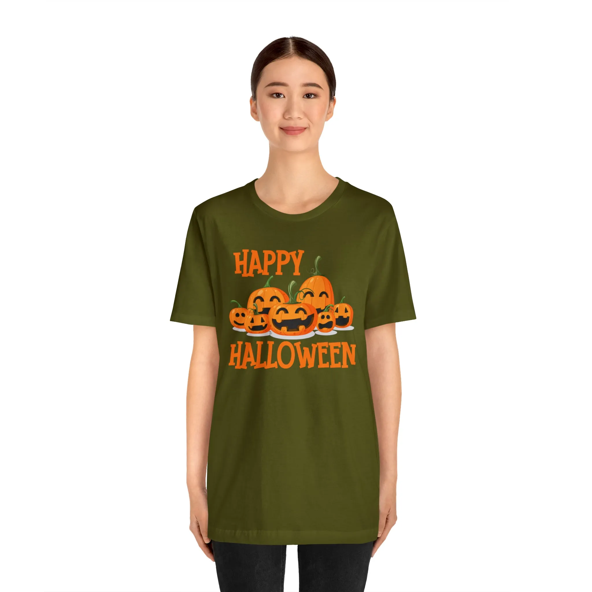 Happy Halloween Pumpkin T-Shirt | Jack-O-Lantern Tee |  Bella Canvas 3001Unisex | Funny Short Sleeve Tshirt