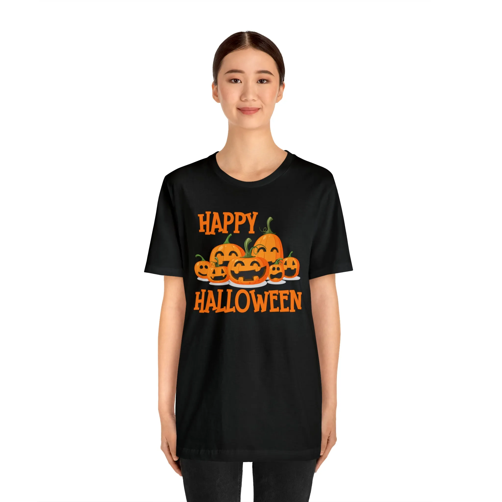Happy Halloween Pumpkin T-Shirt | Jack-O-Lantern Tee |  Bella Canvas 3001Unisex | Funny Short Sleeve Tshirt