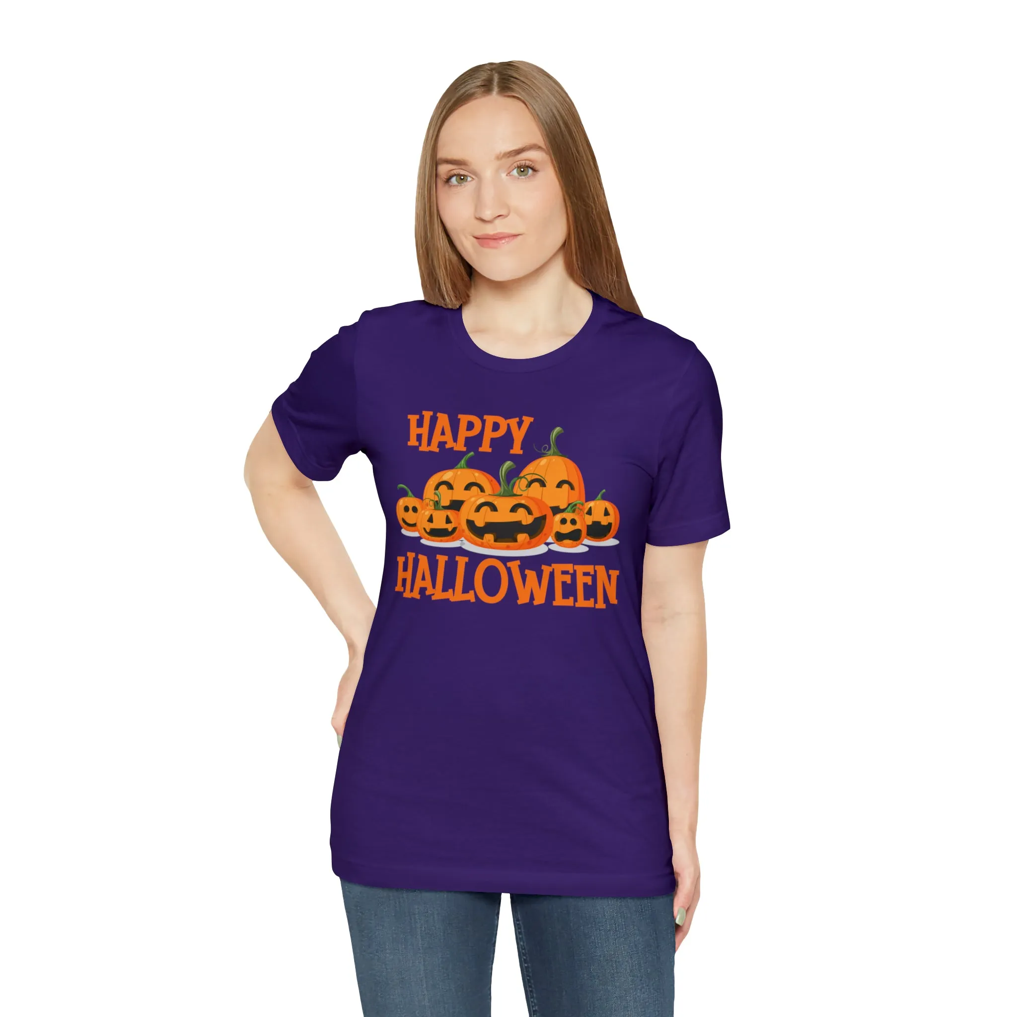 Happy Halloween Pumpkin T-Shirt | Jack-O-Lantern Tee |  Bella Canvas 3001Unisex | Funny Short Sleeve Tshirt