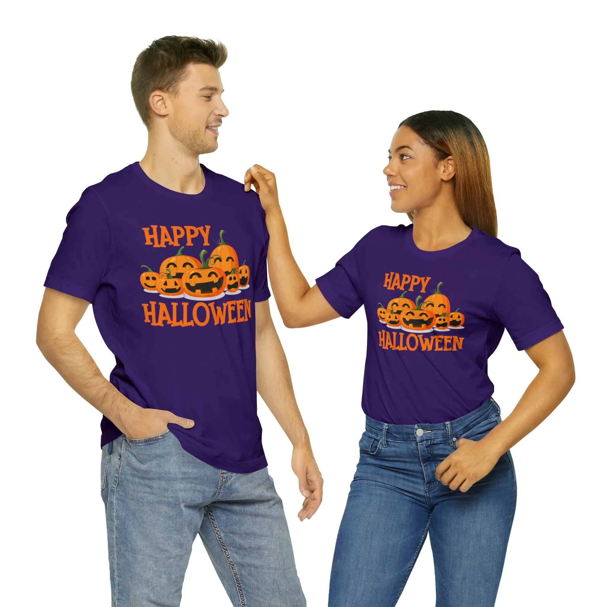 Happy Halloween Pumpkin T-Shirt | Jack-O-Lantern Tee |  Bella Canvas 3001Unisex | Funny Short Sleeve Tshirt