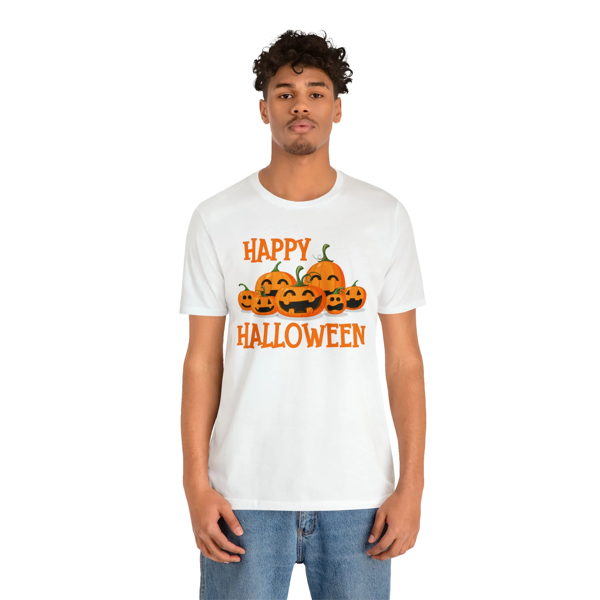 Happy Halloween Pumpkin T-Shirt | Jack-O-Lantern Tee |  Bella Canvas 3001Unisex | Funny Short Sleeve Tshirt