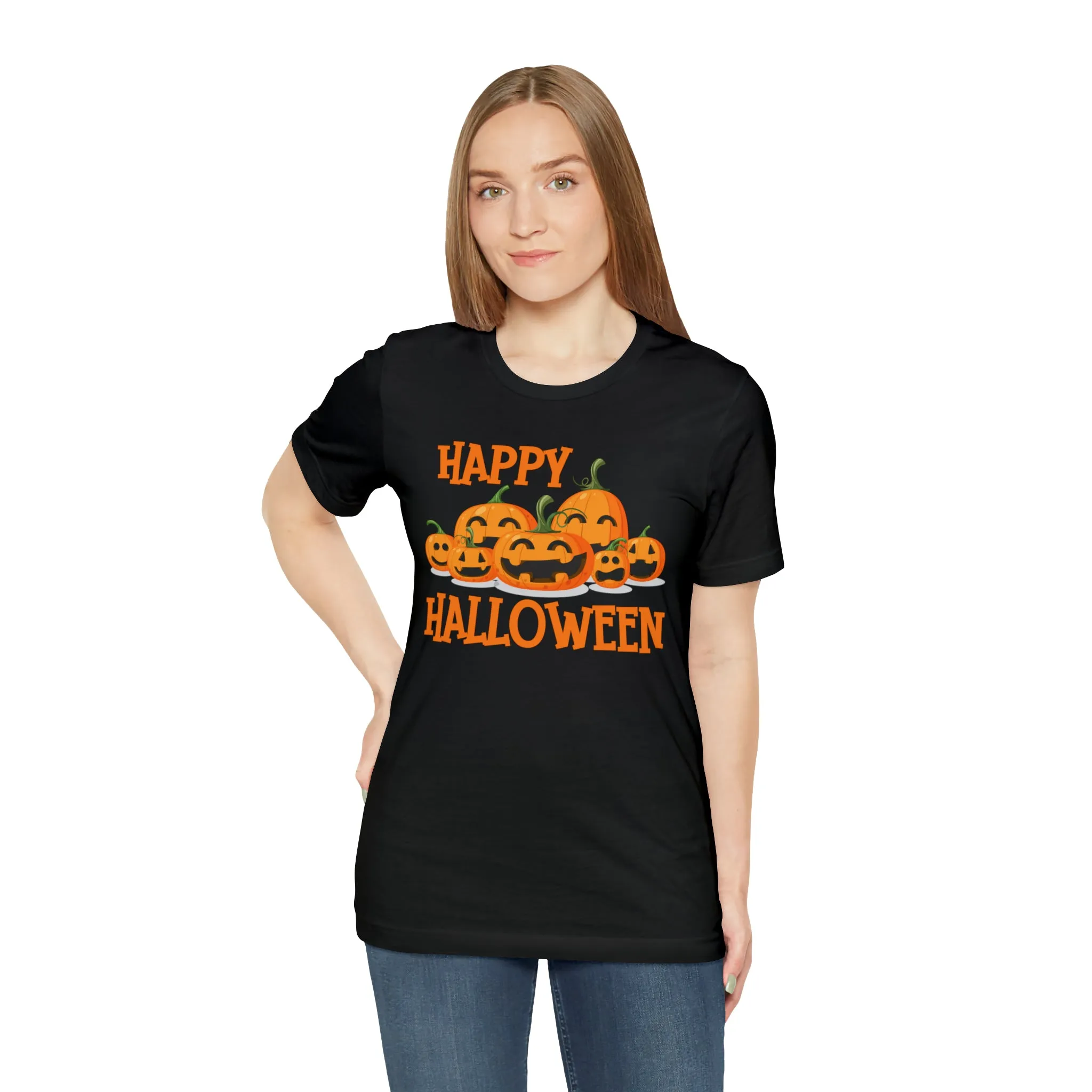 Happy Halloween Pumpkin T-Shirt | Jack-O-Lantern Tee |  Bella Canvas 3001Unisex | Funny Short Sleeve Tshirt