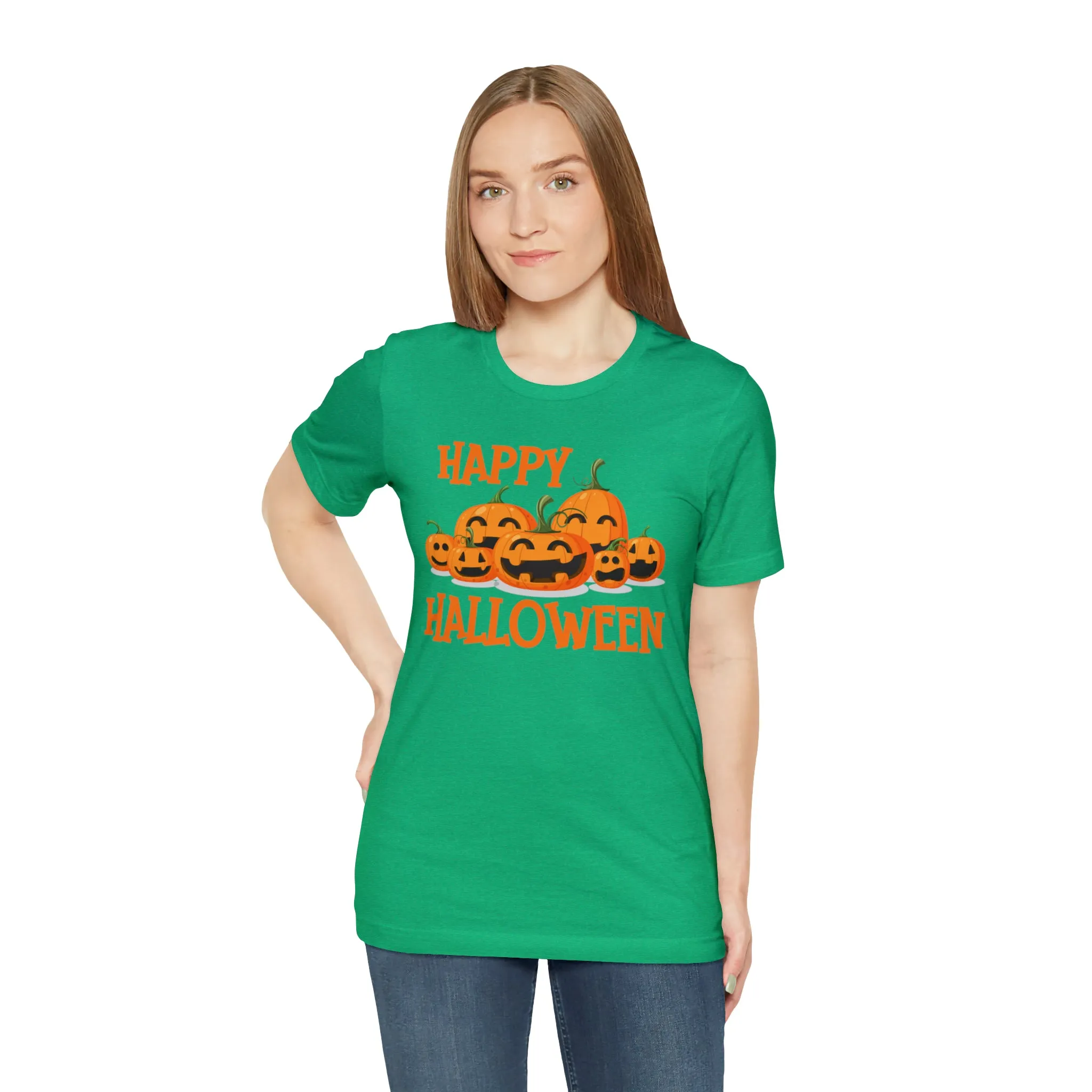 Happy Halloween Pumpkin T-Shirt | Jack-O-Lantern Tee |  Bella Canvas 3001Unisex | Funny Short Sleeve Tshirt