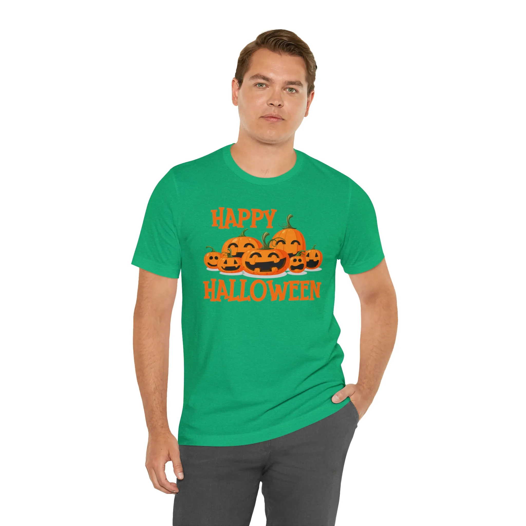 Happy Halloween Pumpkin T-Shirt | Jack-O-Lantern Tee |  Bella Canvas 3001Unisex | Funny Short Sleeve Tshirt