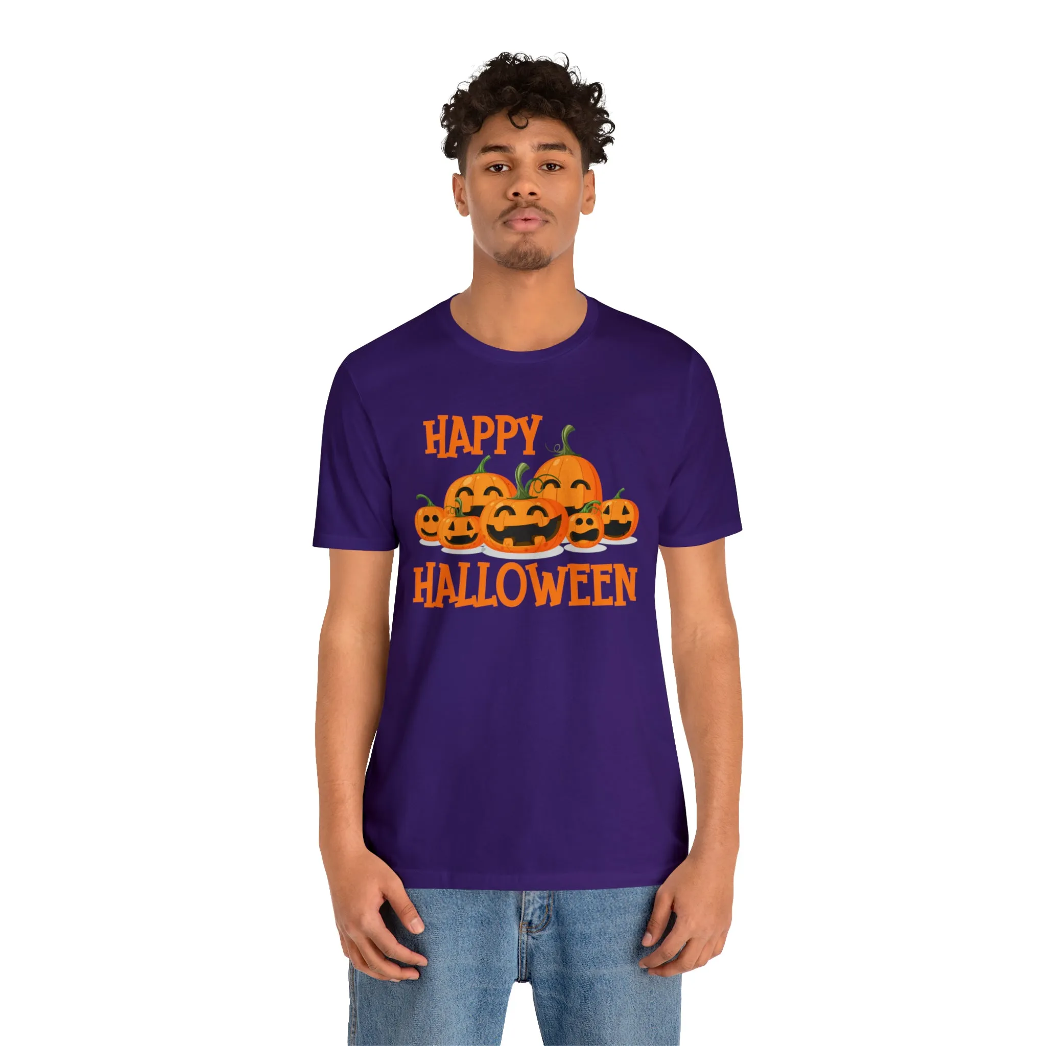 Happy Halloween Pumpkin T-Shirt | Jack-O-Lantern Tee |  Bella Canvas 3001Unisex | Funny Short Sleeve Tshirt