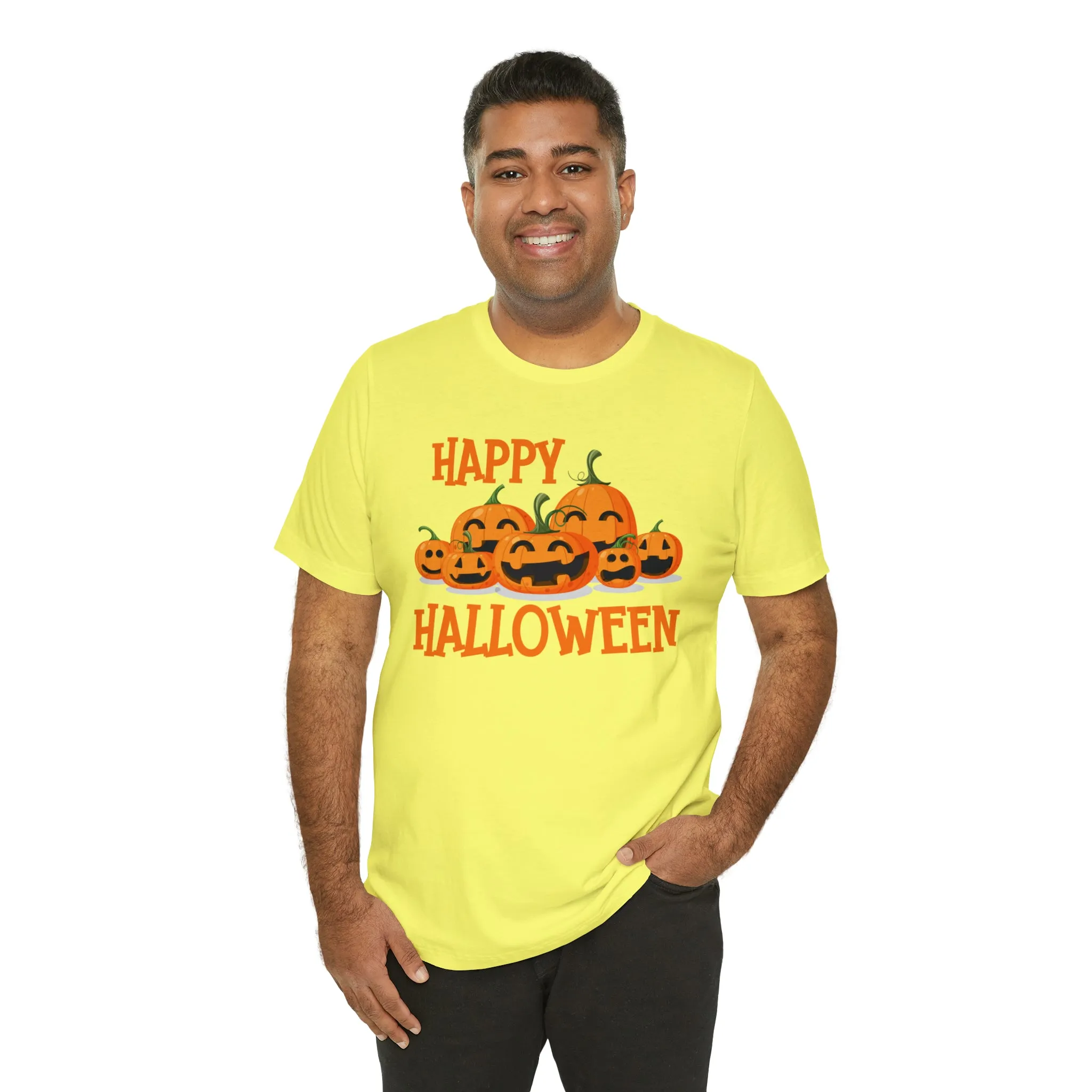 Happy Halloween Pumpkin T-Shirt | Jack-O-Lantern Tee |  Bella Canvas 3001Unisex | Funny Short Sleeve Tshirt