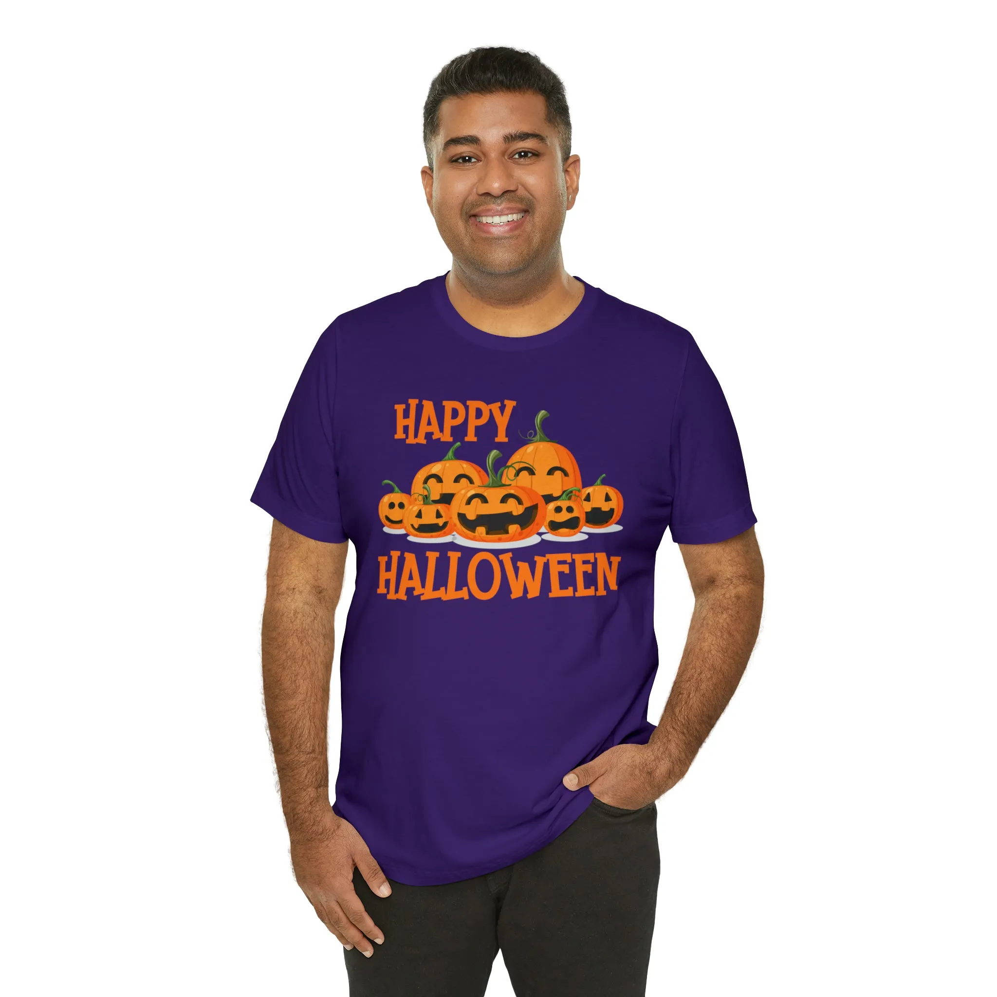 Happy Halloween Pumpkin T-Shirt | Jack-O-Lantern Tee |  Bella Canvas 3001Unisex | Funny Short Sleeve Tshirt