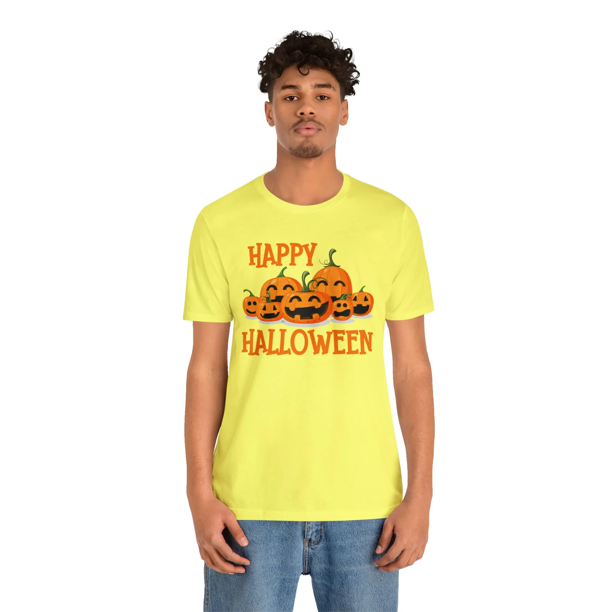 Happy Halloween Pumpkin T-Shirt | Jack-O-Lantern Tee |  Bella Canvas 3001Unisex | Funny Short Sleeve Tshirt