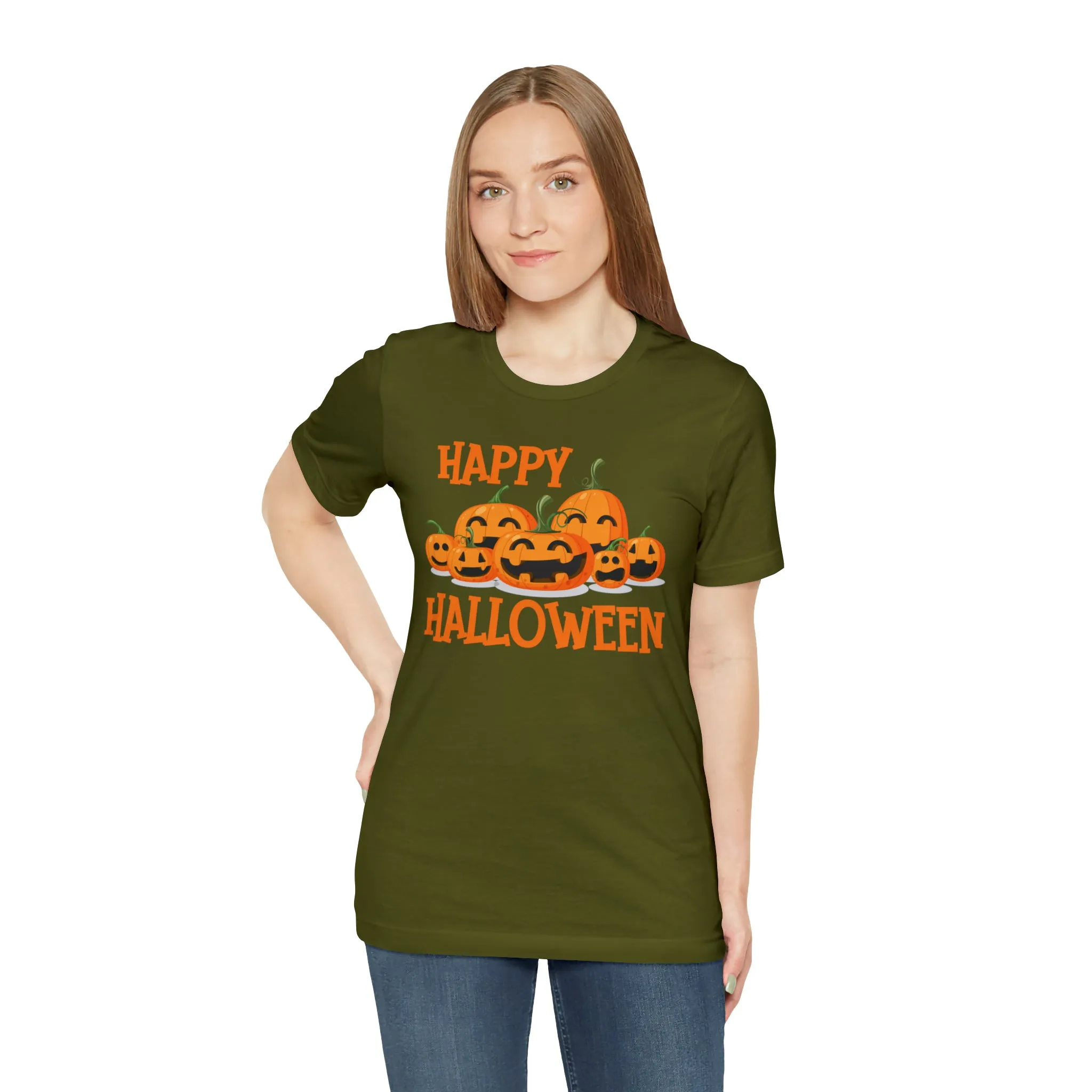 Happy Halloween Pumpkin T-Shirt | Jack-O-Lantern Tee |  Bella Canvas 3001Unisex | Funny Short Sleeve Tshirt