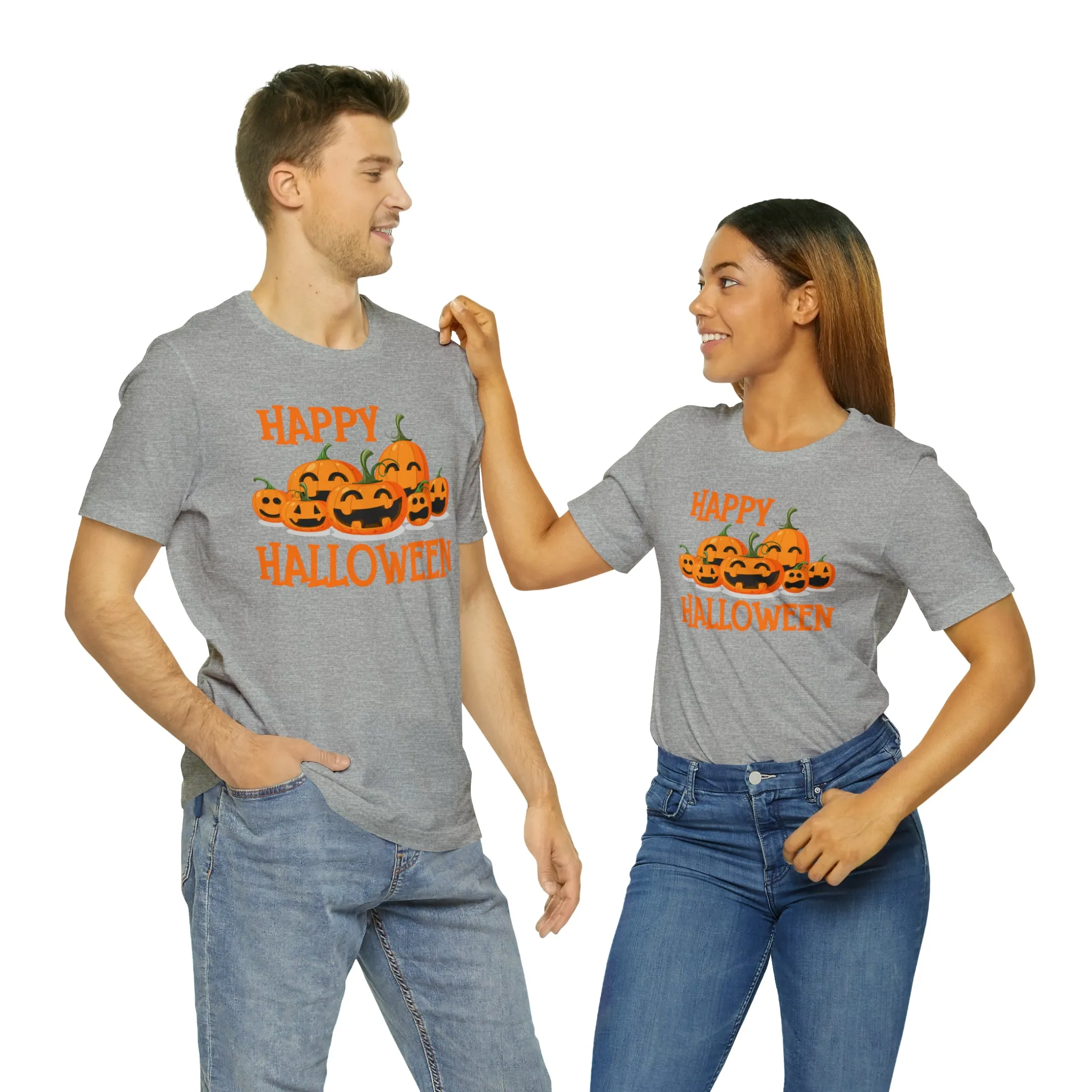 Happy Halloween Pumpkin T-Shirt | Jack-O-Lantern Tee |  Bella Canvas 3001Unisex | Funny Short Sleeve Tshirt