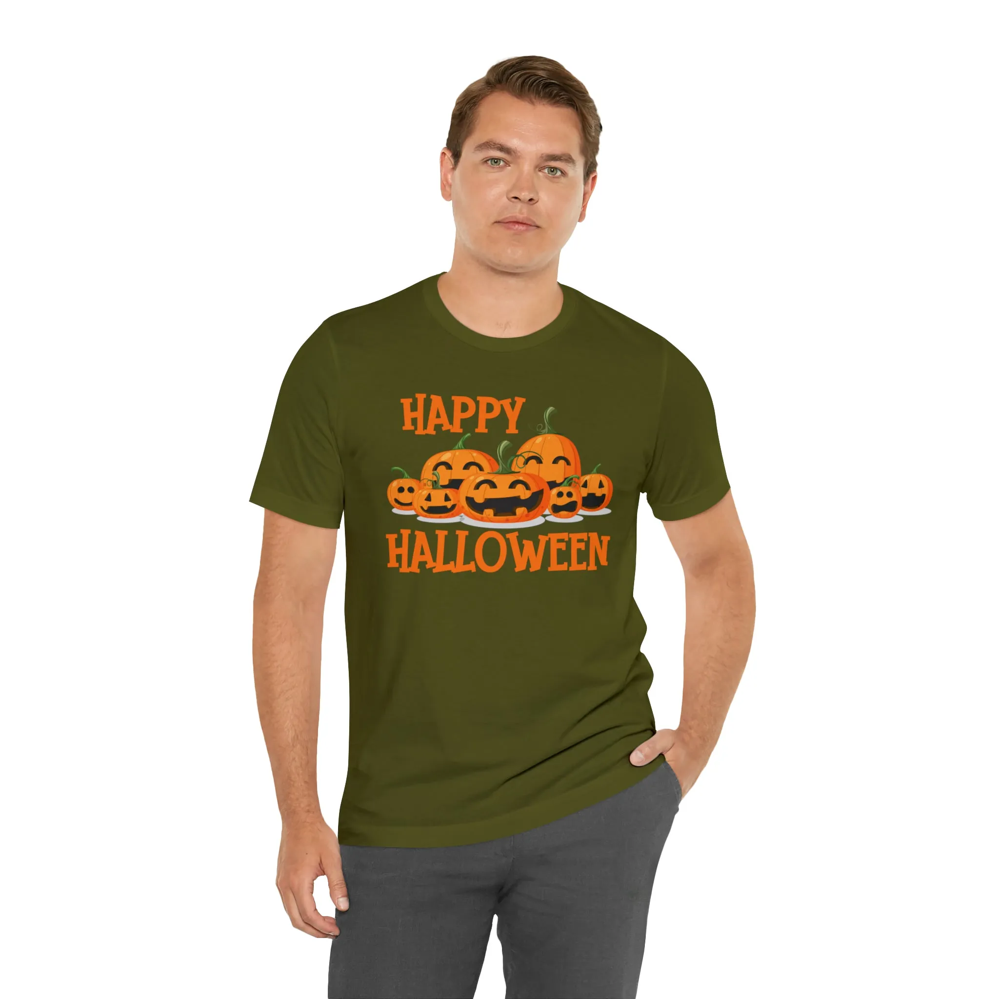 Happy Halloween Pumpkin T-Shirt | Jack-O-Lantern Tee |  Bella Canvas 3001Unisex | Funny Short Sleeve Tshirt
