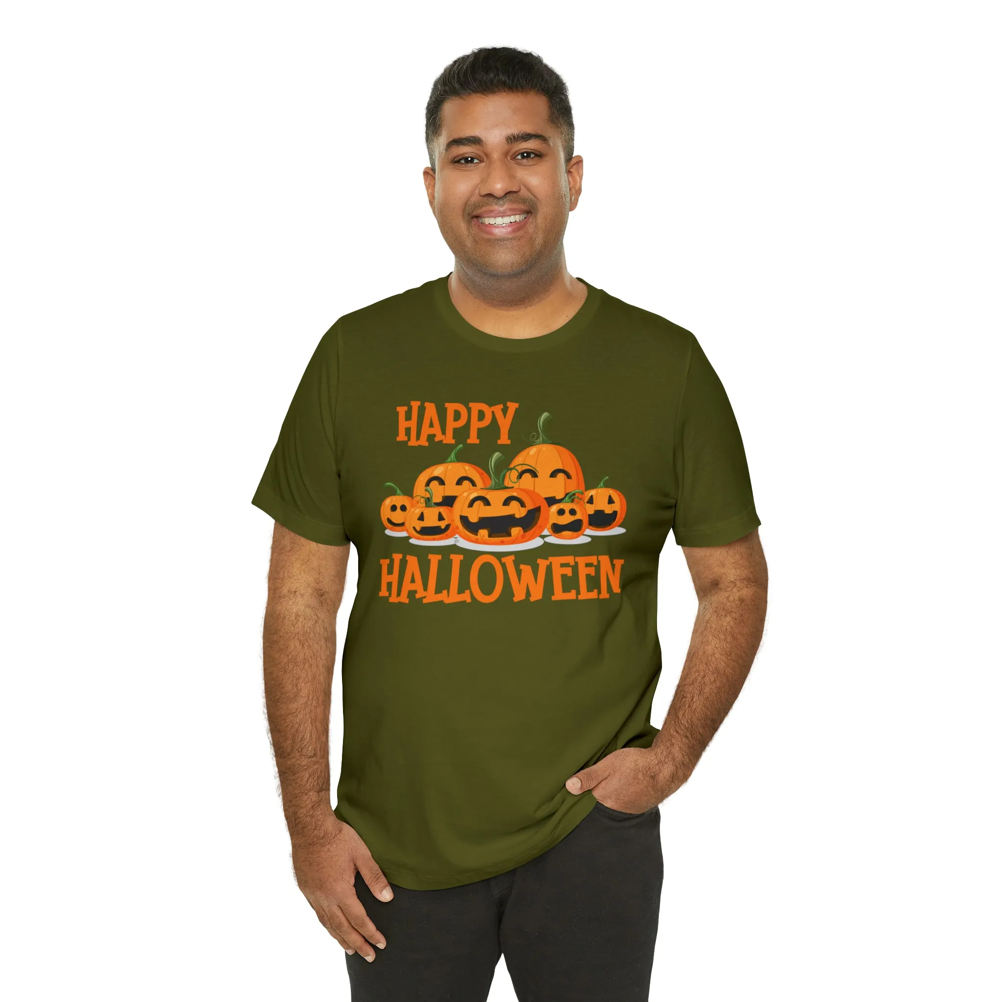 Happy Halloween Pumpkin T-Shirt | Jack-O-Lantern Tee |  Bella Canvas 3001Unisex | Funny Short Sleeve Tshirt