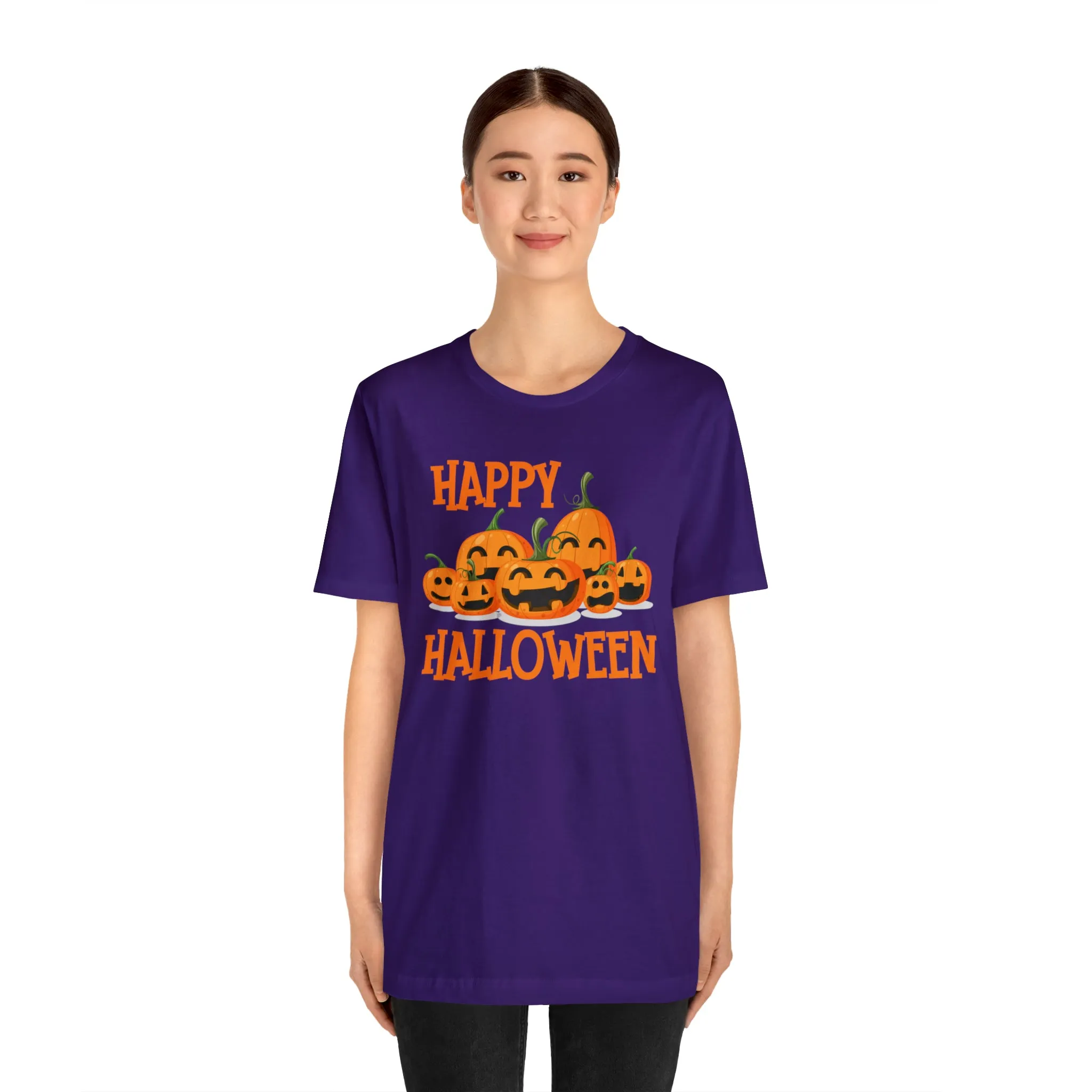 Happy Halloween Pumpkin T-Shirt | Jack-O-Lantern Tee |  Bella Canvas 3001Unisex | Funny Short Sleeve Tshirt