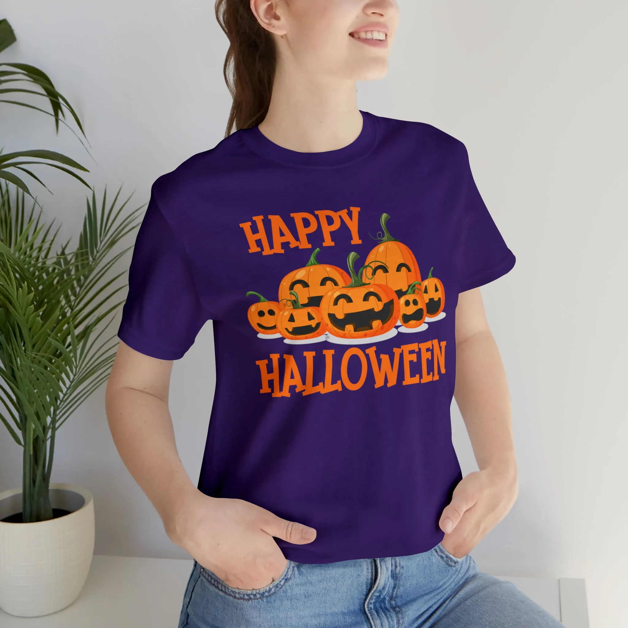 Happy Halloween Pumpkin T-Shirt | Jack-O-Lantern Tee |  Bella Canvas 3001Unisex | Funny Short Sleeve Tshirt