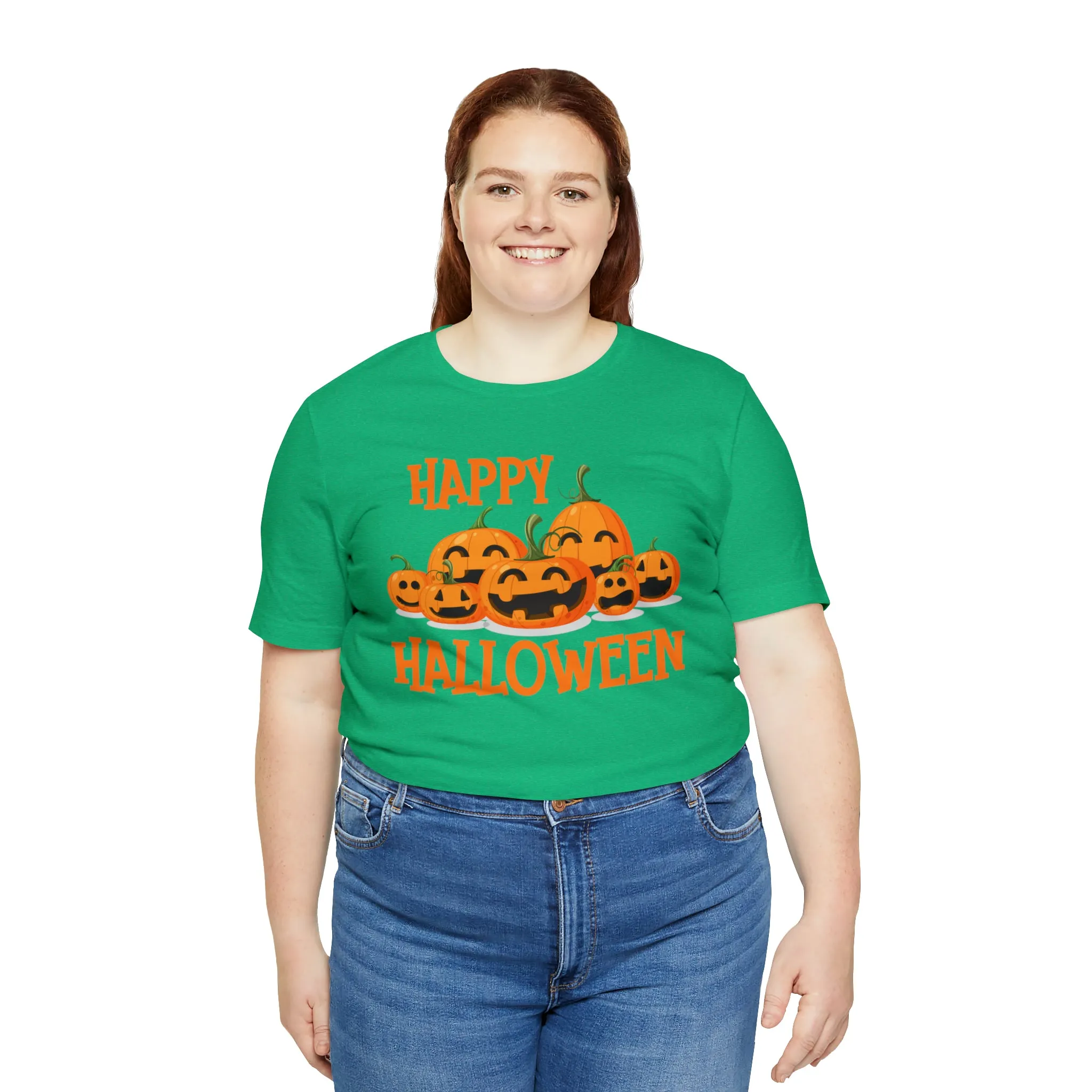 Happy Halloween Pumpkin T-Shirt | Jack-O-Lantern Tee |  Bella Canvas 3001Unisex | Funny Short Sleeve Tshirt