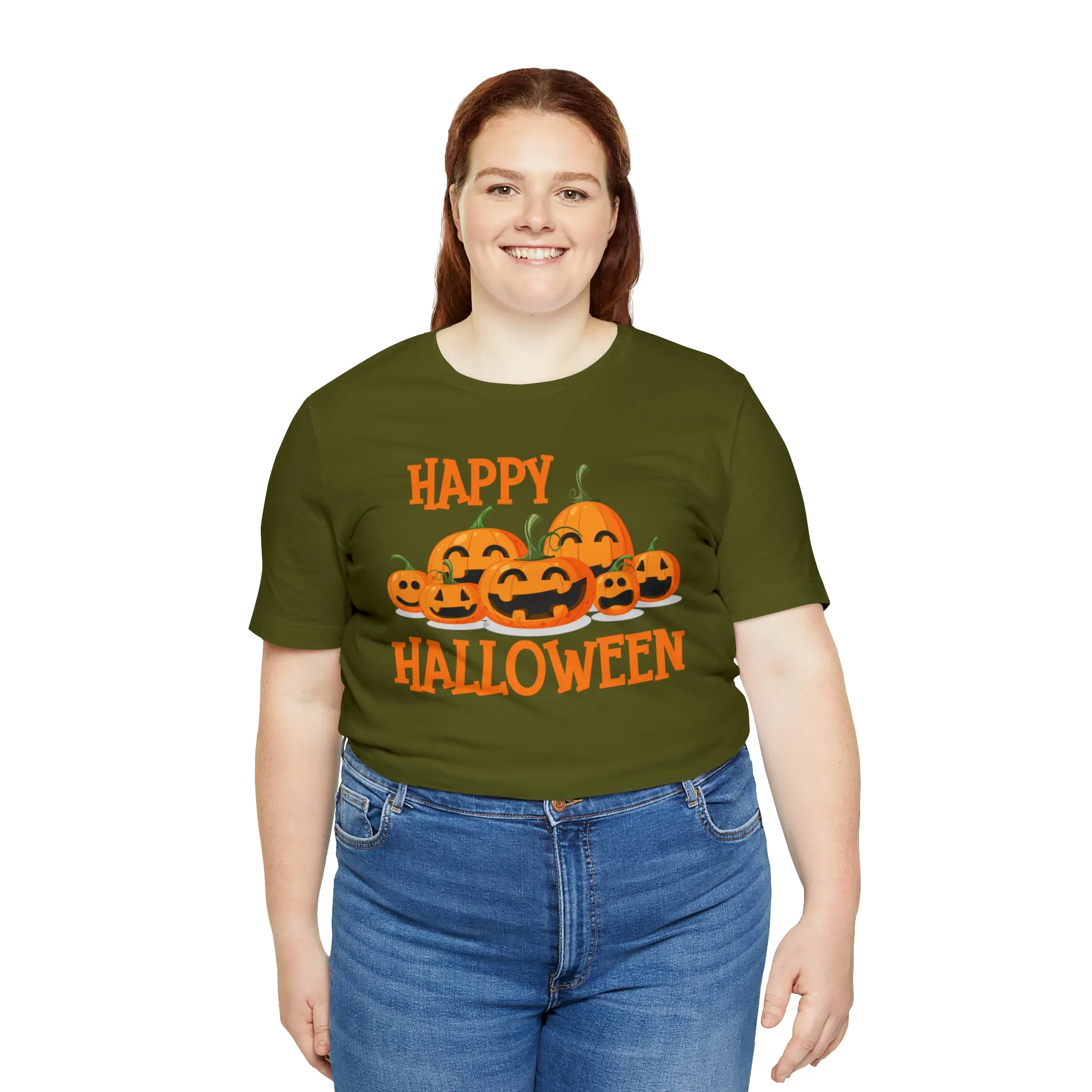 Happy Halloween Pumpkin T-Shirt | Jack-O-Lantern Tee |  Bella Canvas 3001Unisex | Funny Short Sleeve Tshirt